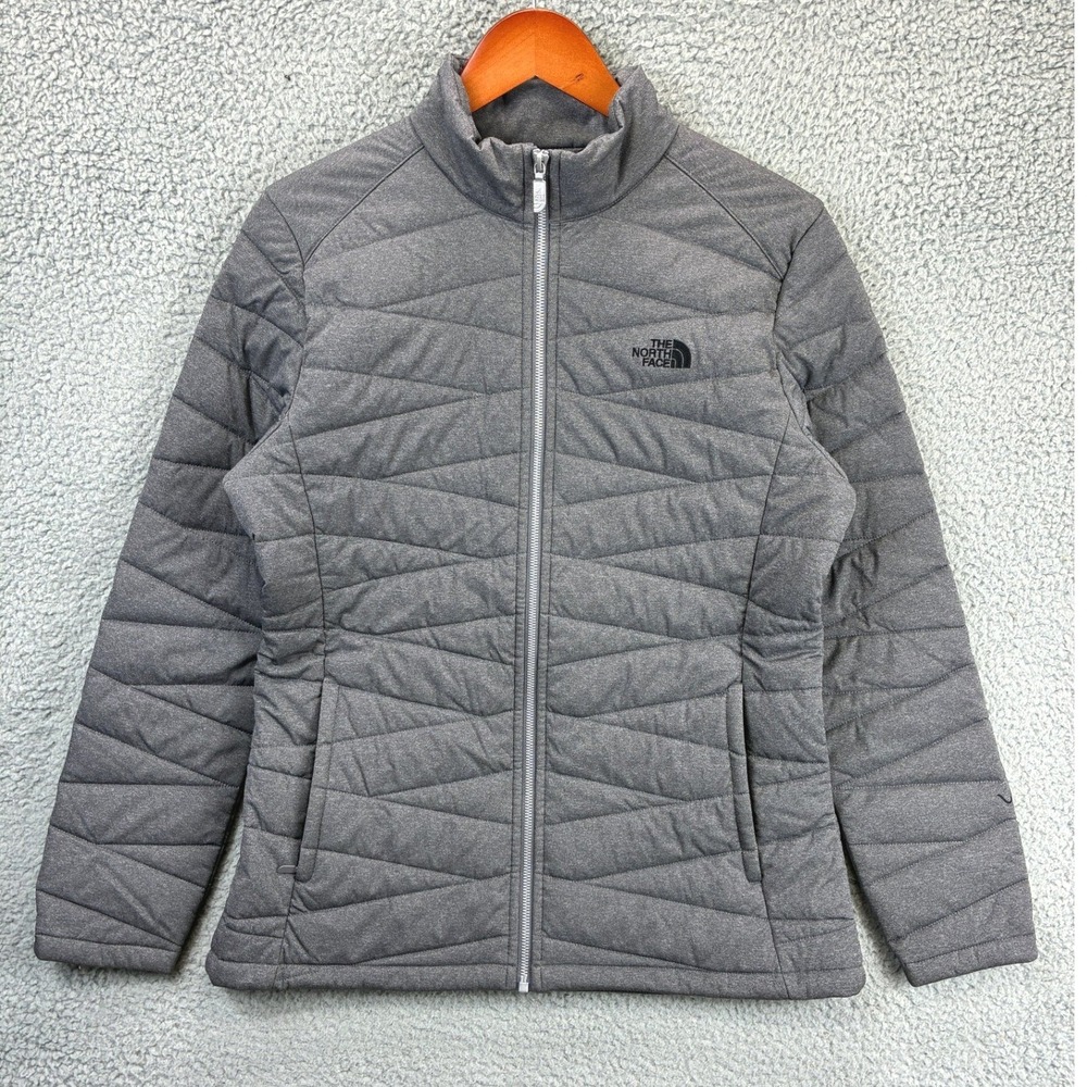 The North Face VX Heat Quilted Puffer Jacket Mens XL Gray Full Zip Hiking Warm
